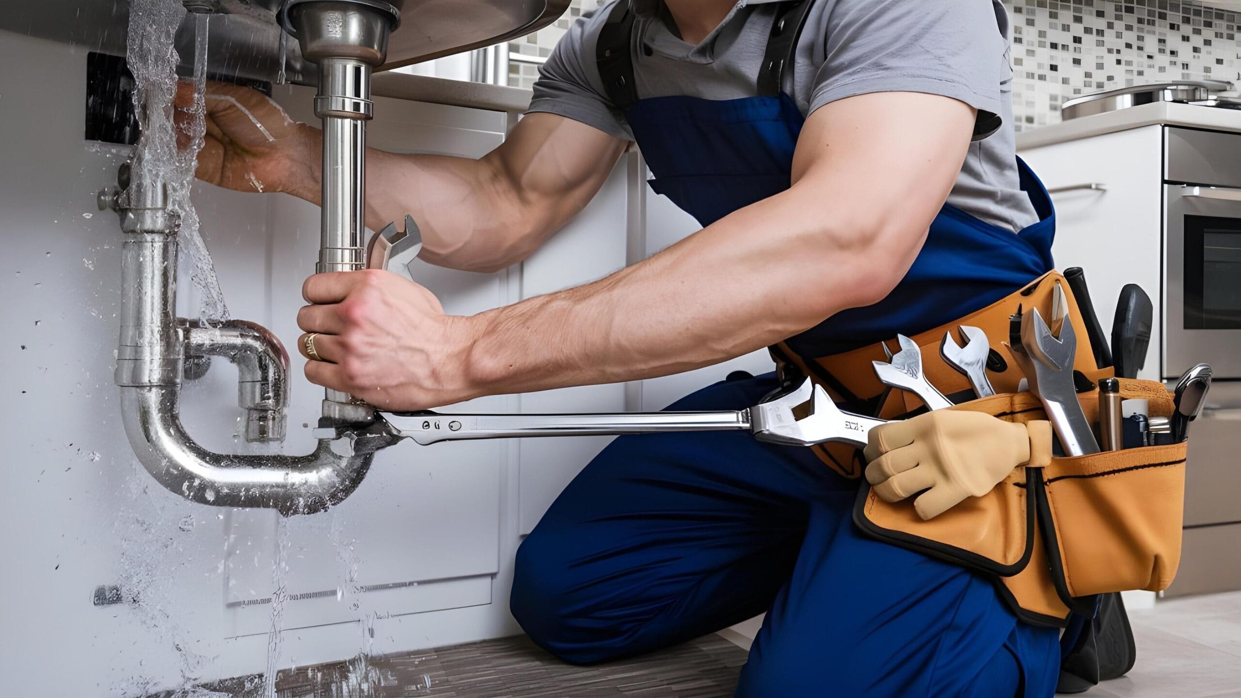 Plumber tightening a residential plumbing pipe in Prescott Valley